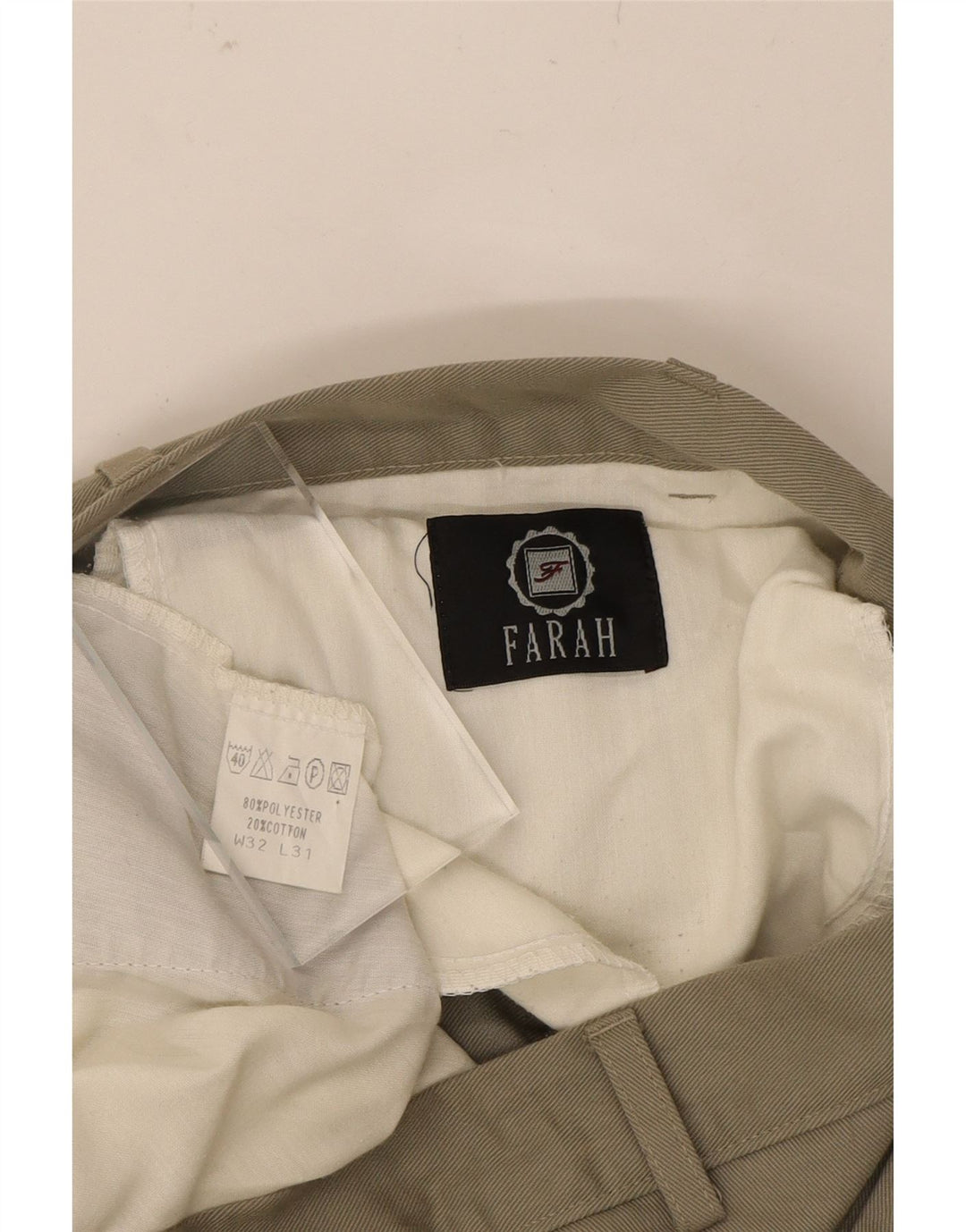 FARAH Mens Straight Chino Trousers W32 L31 Grey Polyester Vintage Farah and Second-Hand Farah from Messina Hembry 