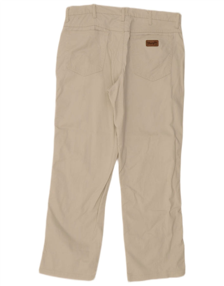WRANGLER Mens Straight Casual Trousers W36 L32 Off White Cotton
