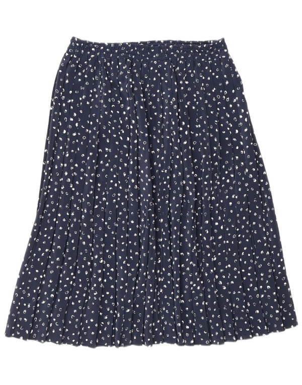 Vintage Womens Pleated A-Line Skirt W32 Large Navy Blue Spotted