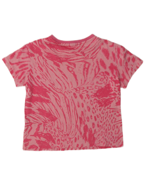 Adidas Girls Crop Graphic T-Shirt Top 13-14 Years Pink Animal Print Cotton
