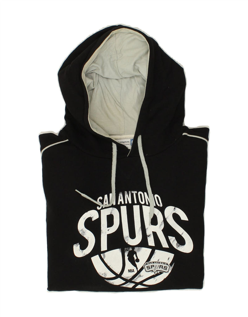 CHAMPION Mens San Antonio Spurs Graphic Hoodie Jumper XL Black Cotton | Vintage Champion | Thrift | Second-Hand Champion | Used Clothing | Messina Hembry 