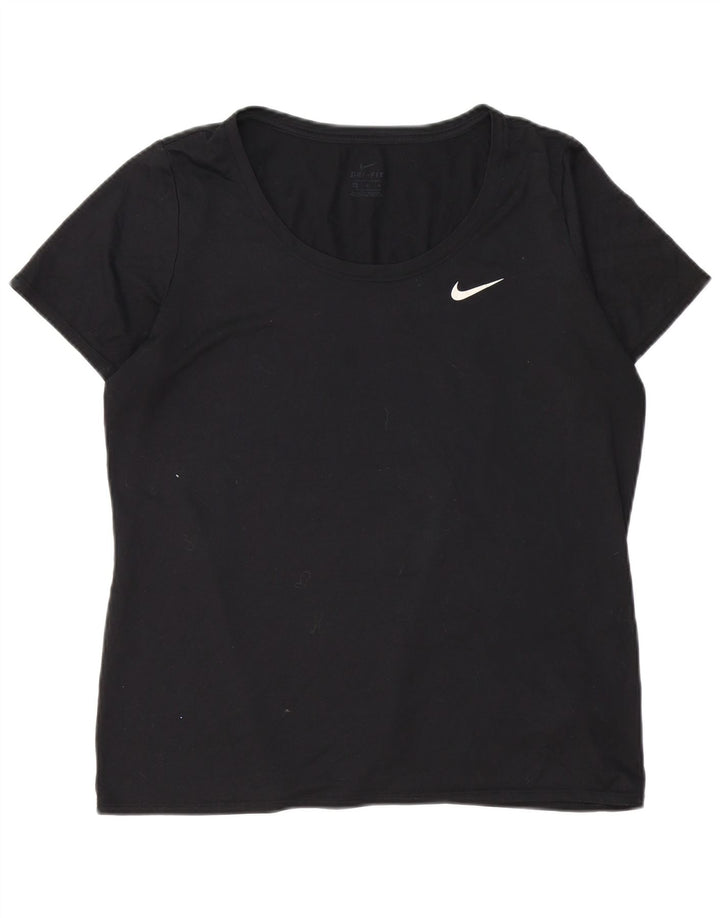 Nike Womens Dri Fit T-Shirt Top UK 18 XL Black Polyester