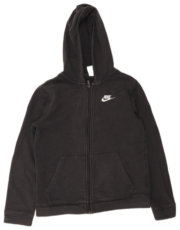 Nike Boys Regular Fit Hoodie Jumper 12-13 Years Large Black Cotton