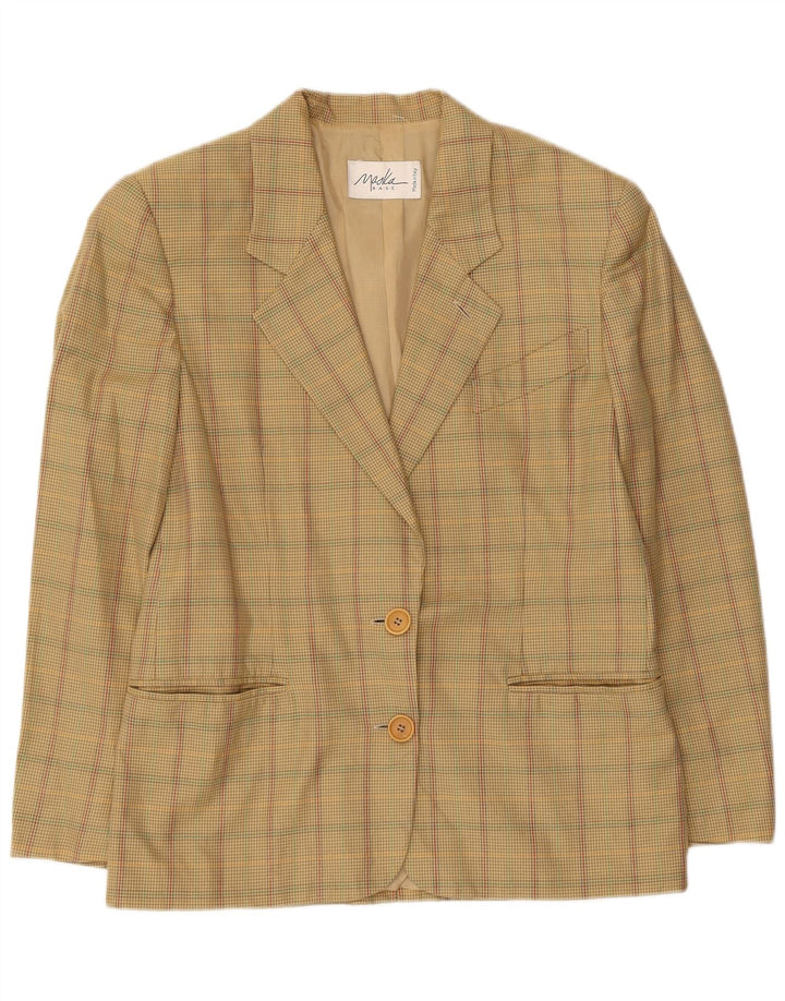 Maska Womens 2 Button Blazer Jacket IT 42 Medium Beige Check Cotton