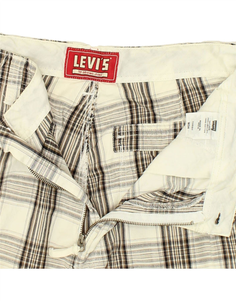 LEVI'S Mens Cargo Shorts W34 Large  Beige Check Cotton | Vintage Levi's | Thrift | Second-Hand Levi's | Used Clothing | Messina Hembry 