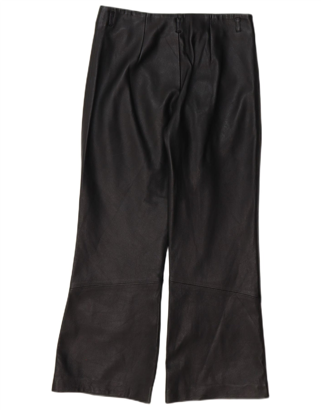VINTAGE Womens Bootcut Leather Casual Trousers W28 L25 Black