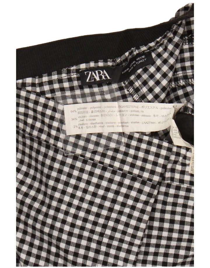 Zara Womens Slim Chino Trousers XL W32 L27 Black Gingham Polyester