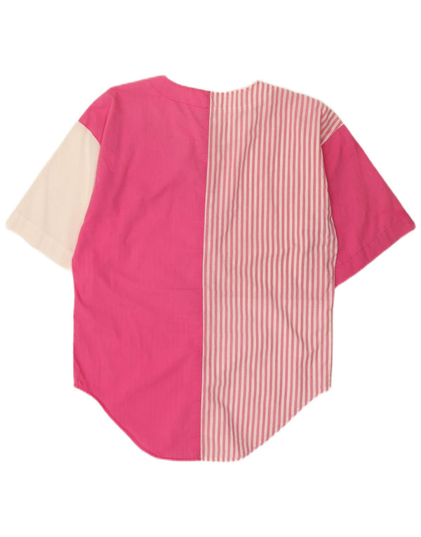 Vintage Womens Short Sleeve Shirt Blouse EU 40 Medium Pink Colourblock