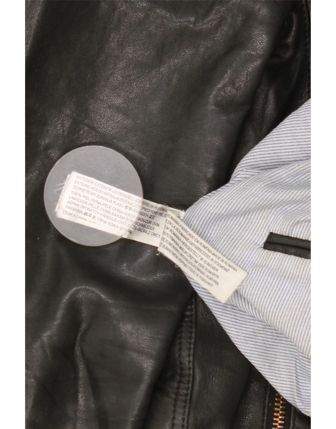 Massimo Dutti Womens Biker Leather Jacket UK 10 Small Black