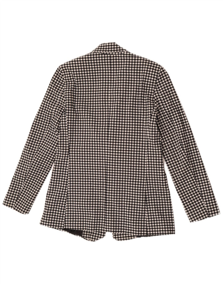 Oasis Womens 1 Button Blazer Jacket UK 10 Small  Black Gingham Viscose