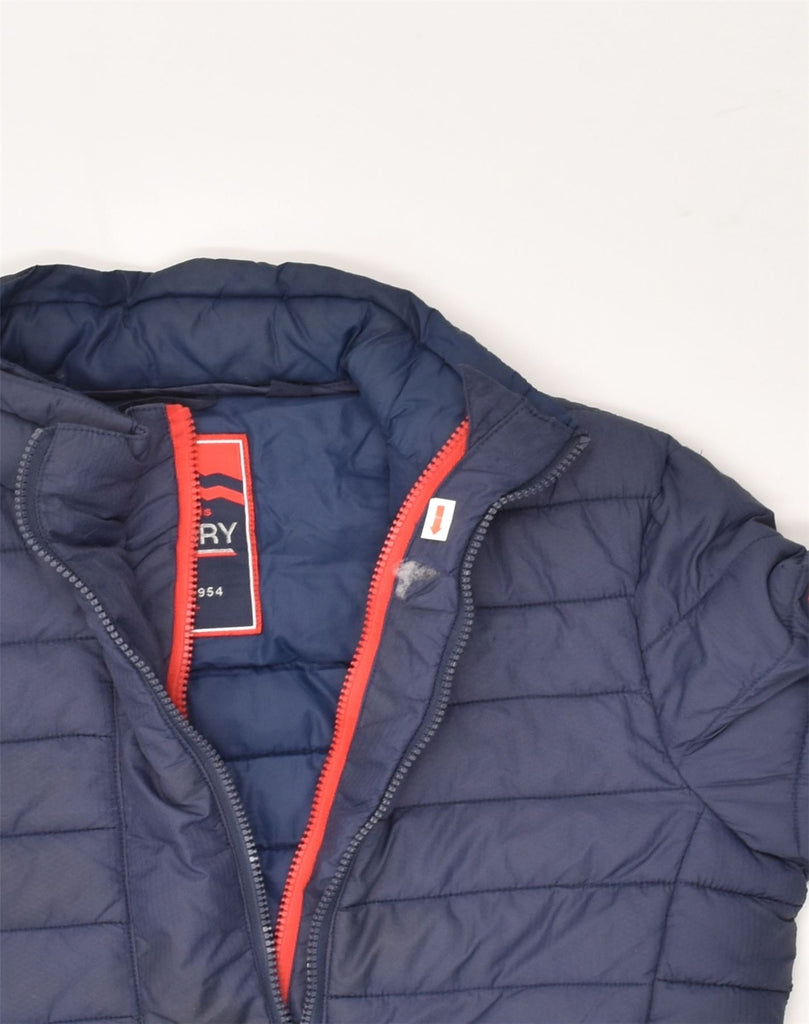 SUPERDRY Mens Padded Jacket UK 34 XS Navy Blue Polyester | Vintage Superdry | Thrift | Second-Hand Superdry | Used Clothing | Messina Hembry 