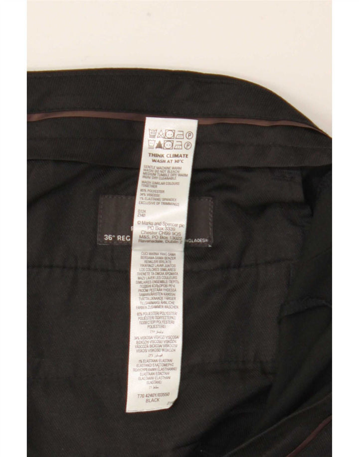 Marks & Spencer Mens Straight Regular Fit Suit Trousers W36 L31 Black