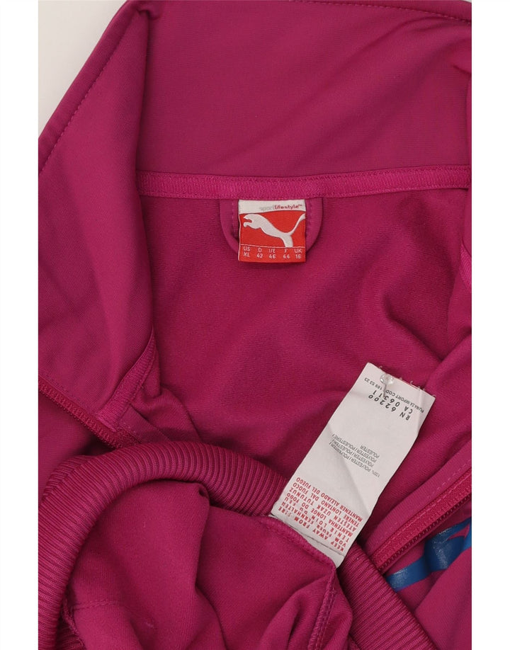 Puma Womens Graphic Tracksuit Top Jacket UK 16 Large Pink Polyester