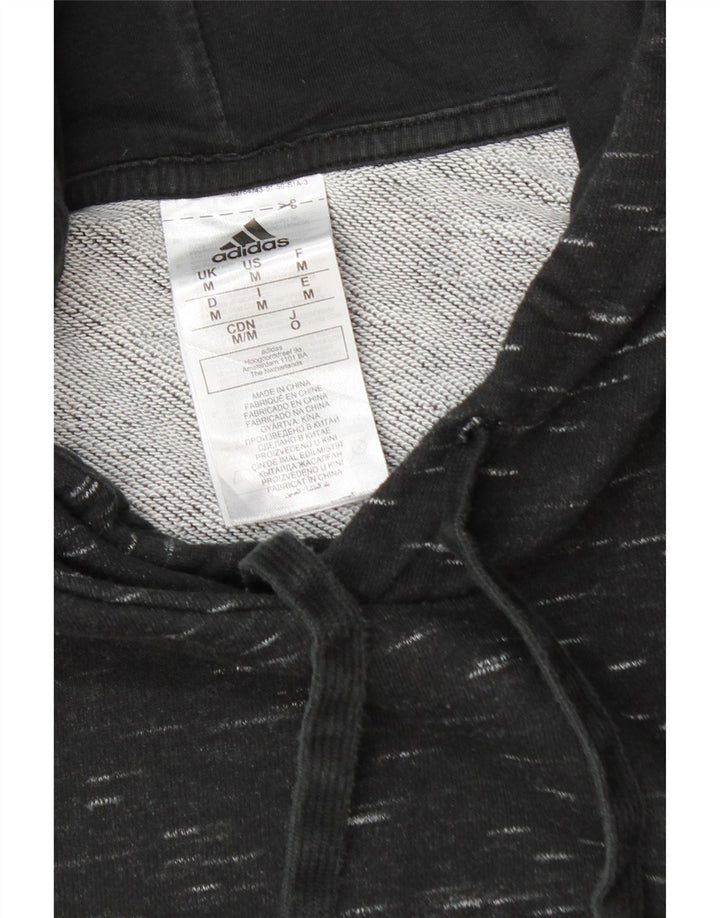 ADIDAS Mens Hoodie Jumper Medium Black Flecked Cotton