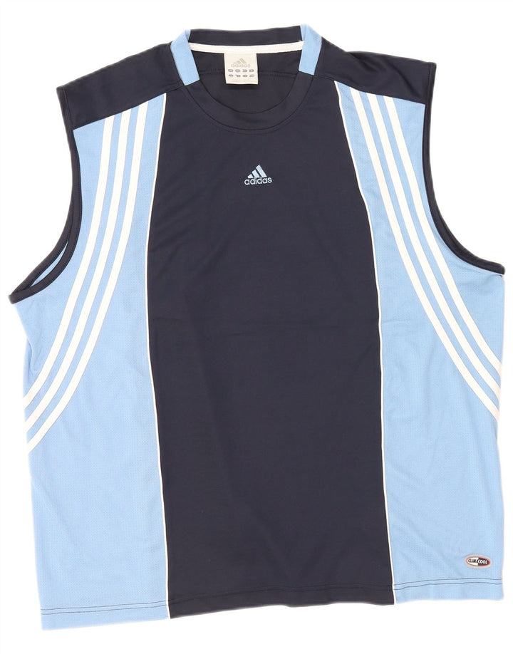 Adidas Mens Climacool Vest Top 2XL Navy Blue Colourblock Polyester