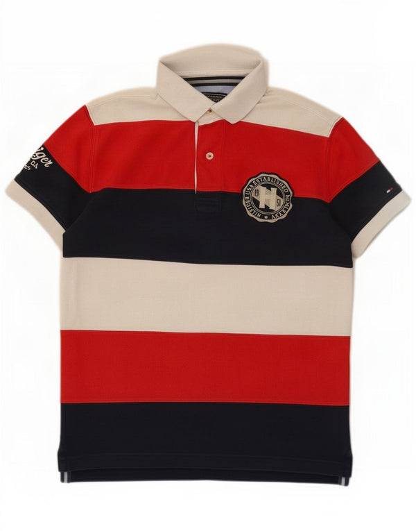 Tommy Hilfiger Mens Graphic Rugby Polo Shirt Small Multicoloured Striped
