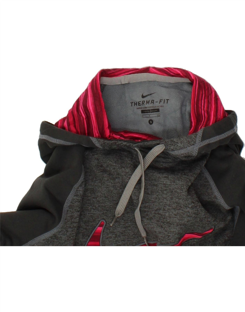 NIKE Womens Therma-Fit Hoodie Jumper UK 10 Small Grey Colourblock Vintage Nike and Second-Hand Nike from Messina Hembry 