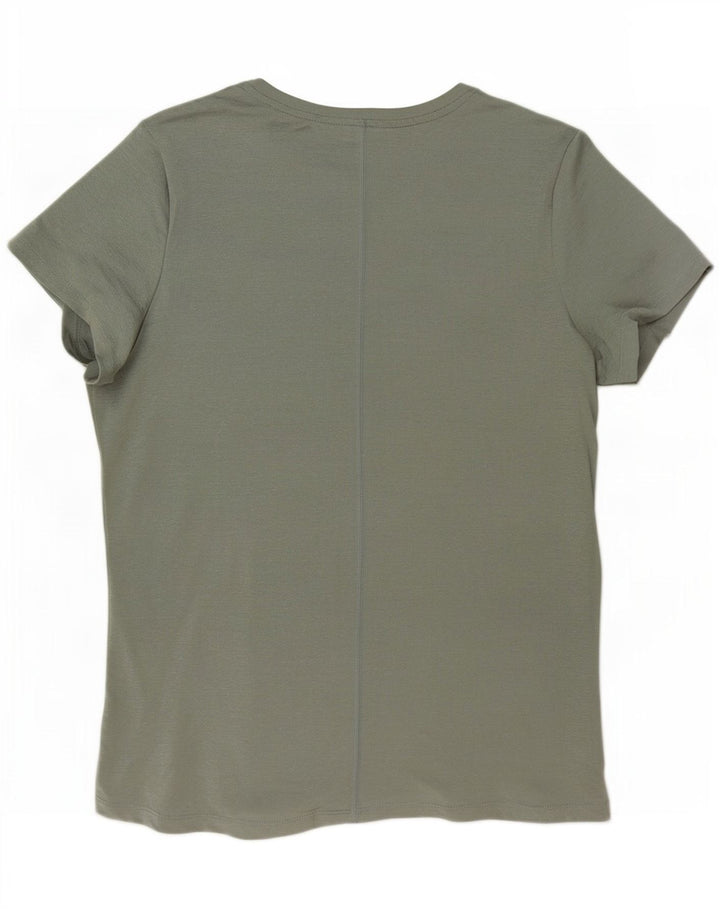 Nike Womens Dri Fit Slim T-Shirt Top UK 16 Large Green Polyester