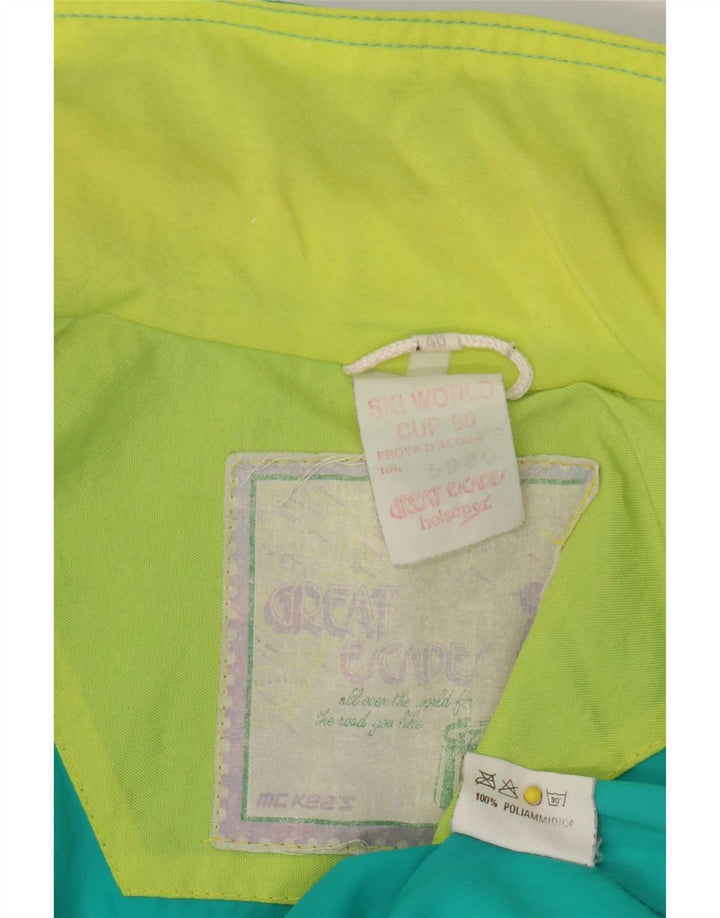 Great Escapes Mens Hooded Ski Jacket IT 48 Medium Green Colourblock