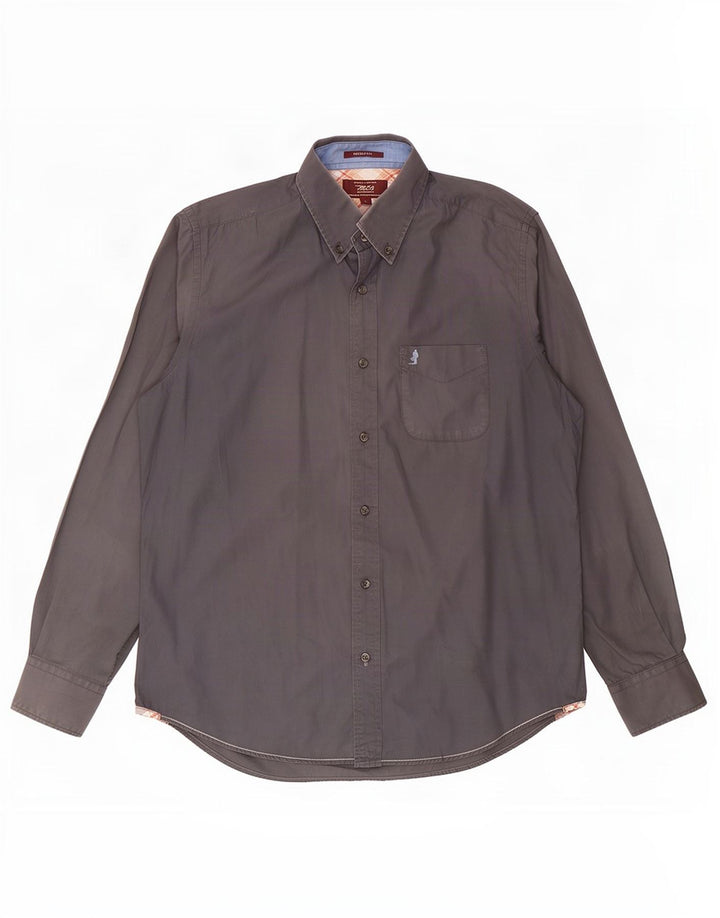 Marlboro Classics Mens Regular Fit Shirt Large Grey Cotton