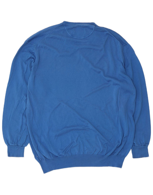 Marlboro Classics Mens V-Neck Jumper Sweater 3XL Blue Cotton