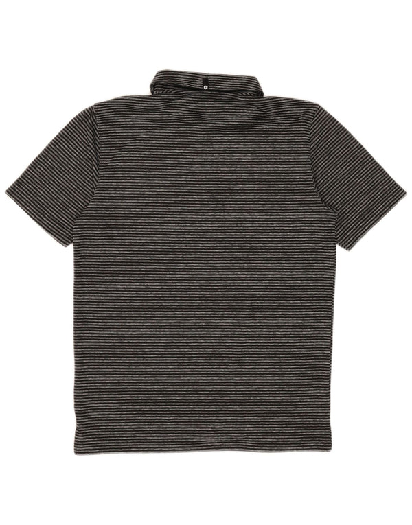 Puma Mens Polo Shirt Small Black Pinstripe Polyester