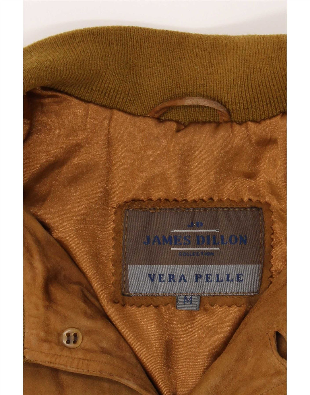 James Dillon Mens Suede Crew Neck Jumper Sweater UK 38 Medium Beige Leather