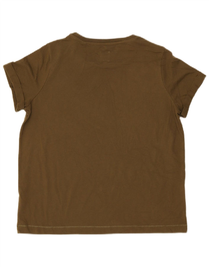 Jack Wills Womens T-Shirt Top UK 12 Medium Khaki Cotton