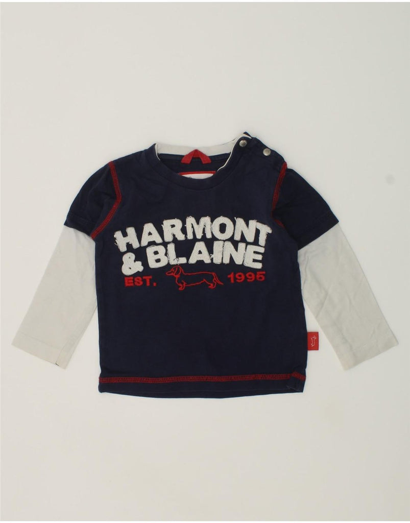 HARMONT & BLAINE Baby Boys Graphic Top Long Sleeve 9-12 Months Navy Blue | Vintage Harmont & Blaine | Thrift | Second-Hand Harmont & Blaine | Used Clothing | Messina Hembry 