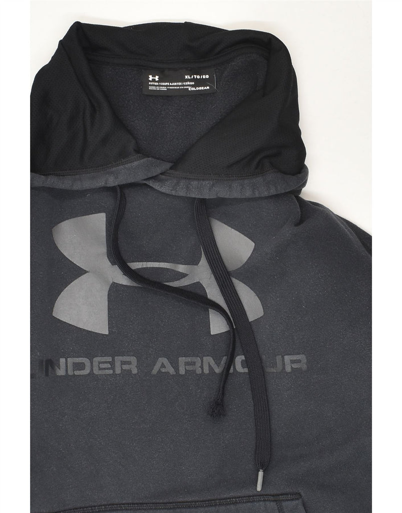 UNDER ARMOUR Mens Cold Gear Graphic Hoodie Jumper XL Black | Vintage Under Armour | Thrift | Second-Hand Under Armour | Used Clothing | Messina Hembry 