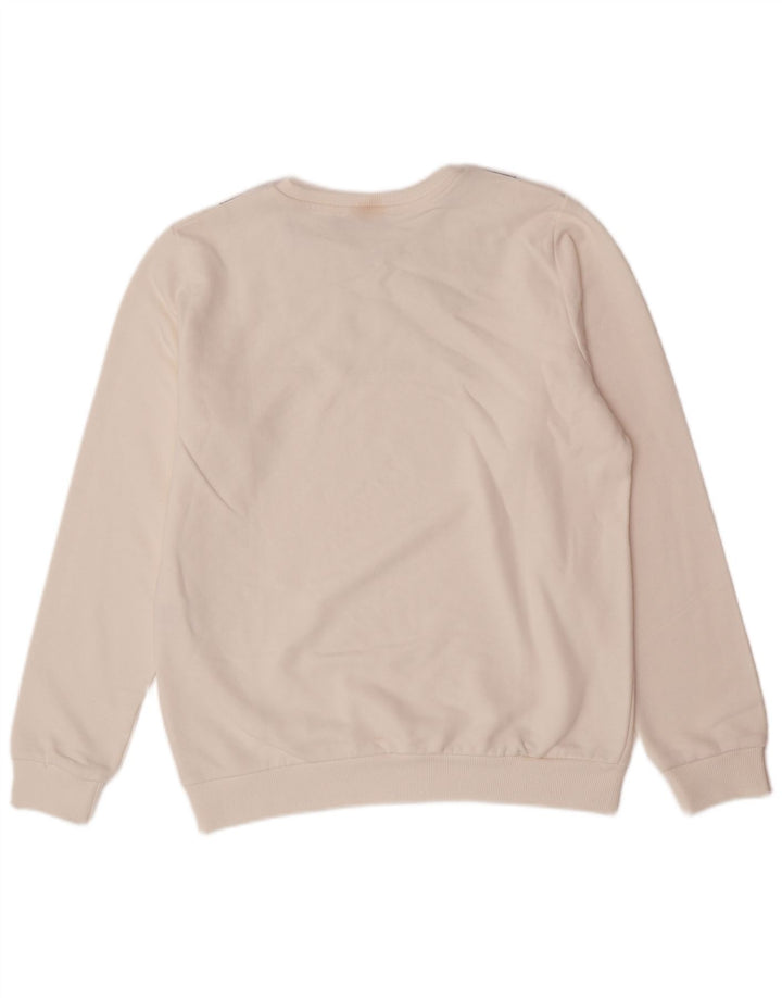 ALVIERO MARTINI Womens Graphic Sweatshirt Jumper UK 14 Medium White Cotton