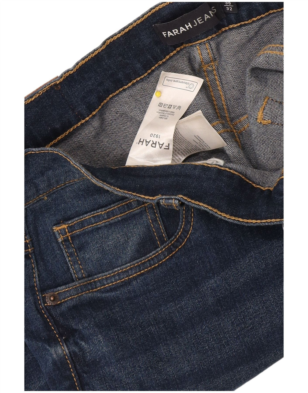 Farah Mens Straight Jeans W30 L32 Navy Blue Cotton