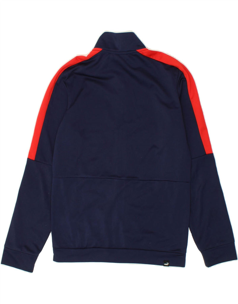 PUMA Boys Graphic Tracksuit Top Jacket 11-12 Years Navy Blue Colourblock Vintage Puma and Second-Hand Puma from Messina Hembry 