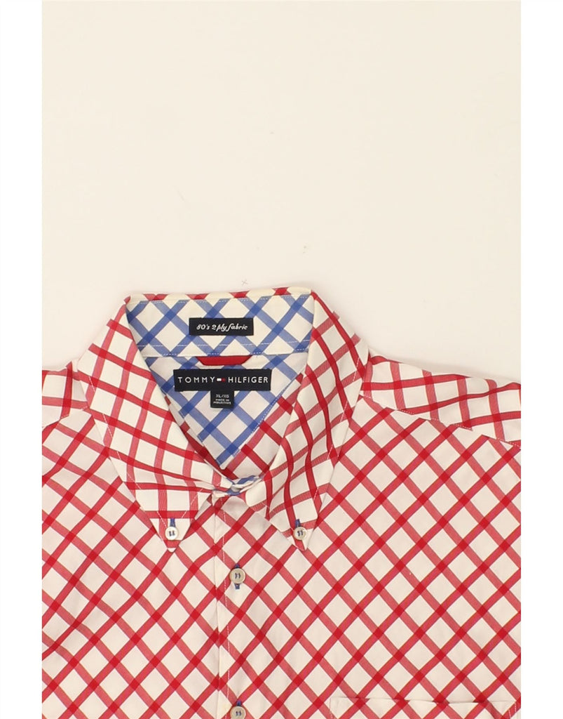 TOMMY HILFIGER Mens Shirt XL Red Check Cotton Vintage Tommy Hilfiger and Second-Hand Tommy Hilfiger from Messina Hembry 