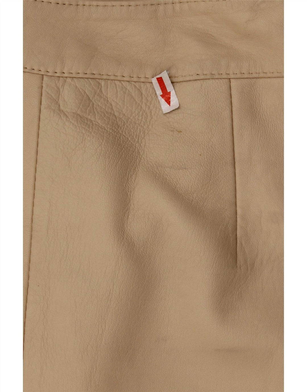 Vintage Womens Leather Skirt UK 12 Medium W28 Beige