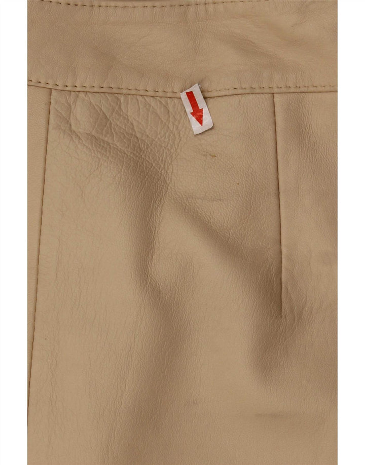 Vintage Womens Leather Skirt UK 12 Medium W28 Beige