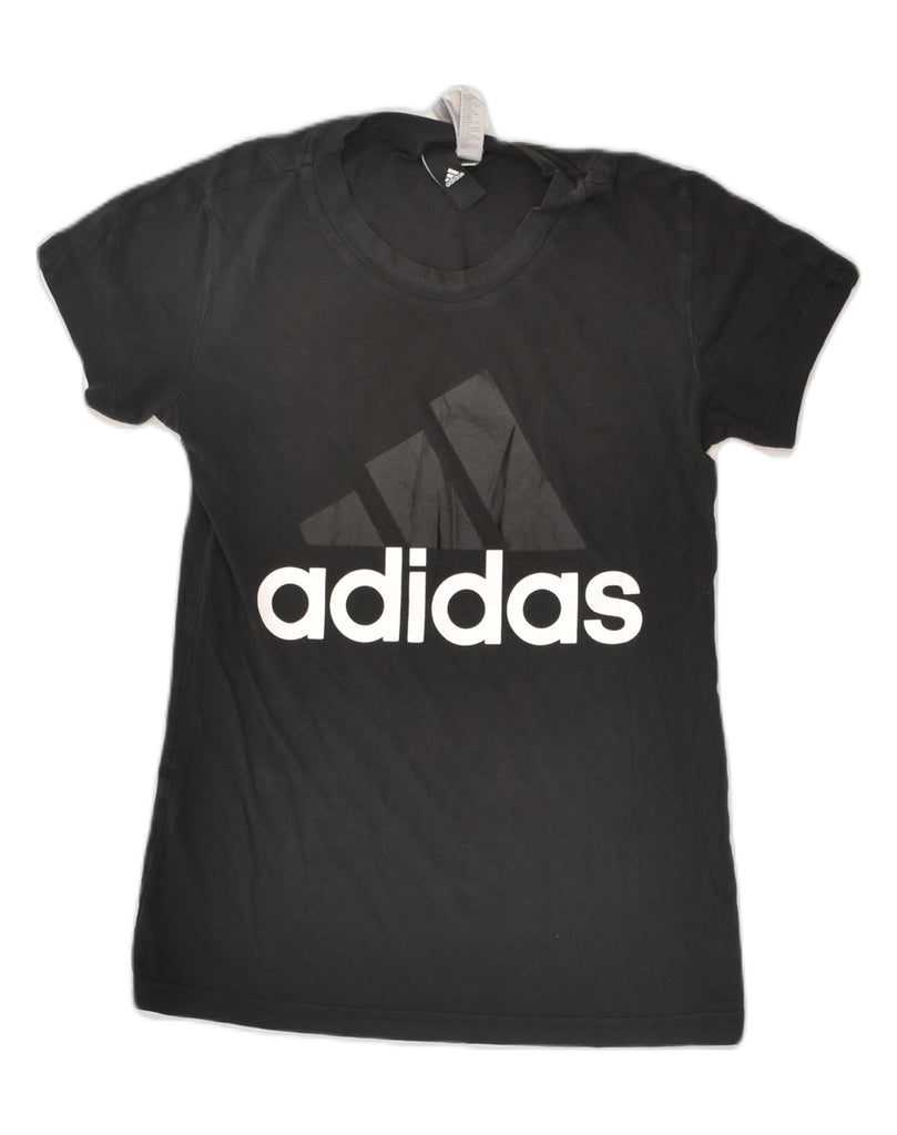 ADIDAS Womens Graphic T-Shirt Top UK 4-6 XS Black Cotton | Vintage Adidas | Thrift | Second-Hand Adidas | Used Clothing | Messina Hembry 