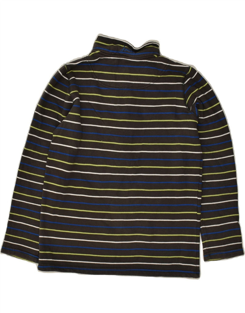 JOULES Boys Zip Neck Sweatshirt Jumper 11-12 Years Grey Striped Cotton | Vintage Joules | Thrift | Second-Hand Joules | Used Clothing | Messina Hembry 