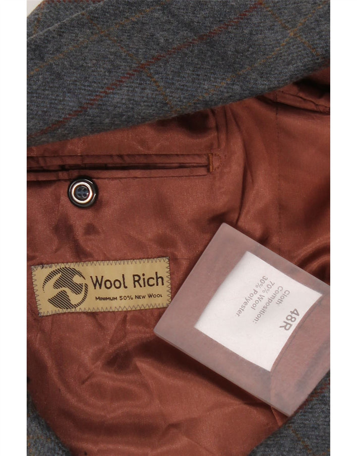 Woolrich Mens 2 Button Blazer Jacket UK 48 4XL Grey Check Wool