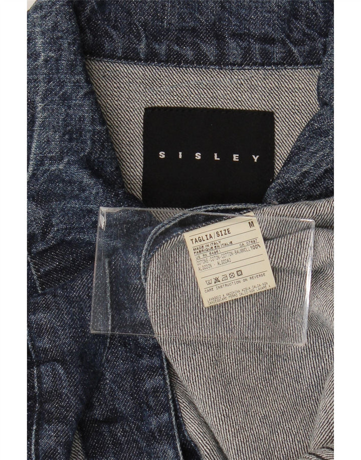 Sisley Womens Denim Jacket UK 14 Medium Navy Blue Cotton