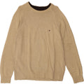 TOMMY HILFIGER Mens Boat Neck Jumper Sweater Medium Beige Cotton Vintage Tommy Hilfiger and Second-Hand Tommy Hilfiger from Messina Hembry 