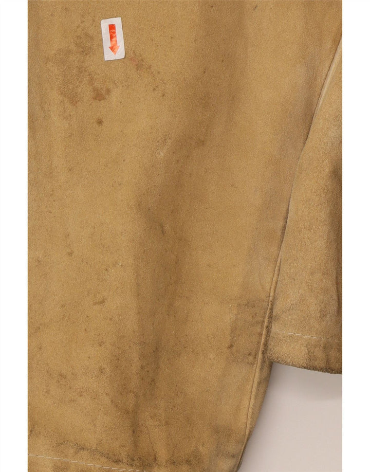 CONBIPEL Mens Suede Jacket UK 40 Large Beige Leather