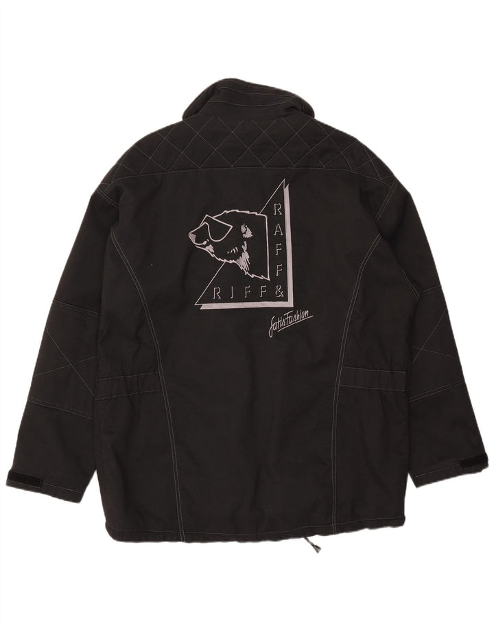 Riff & Riffa Mens Graphic Windbreaker Jacket UK 40 Large Black Polyamide