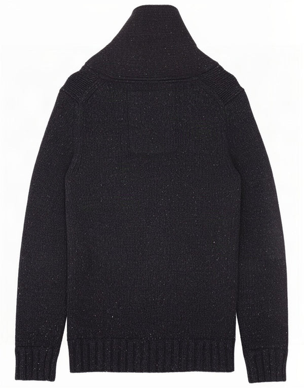 Superdry Mens Shawl Neck Jumper Sweater Small Navy Blue Flecked Cotton