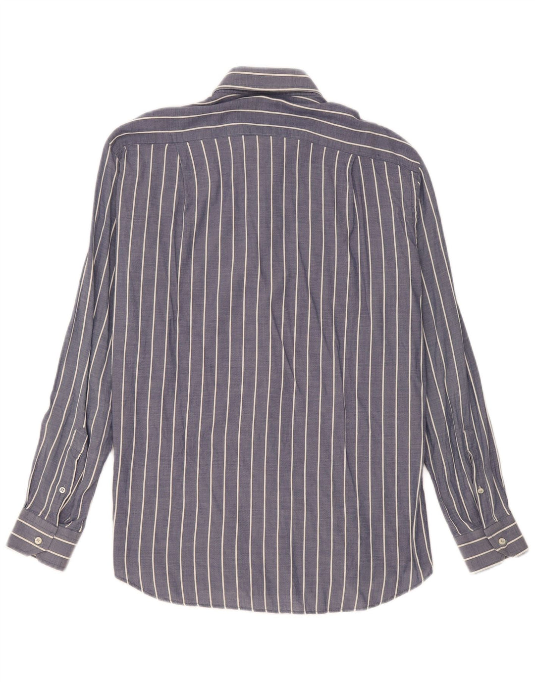 Roccobarocco Mens Shirt Size 40 15 3/4 Medium Navy Blue Pinstripe Cotton