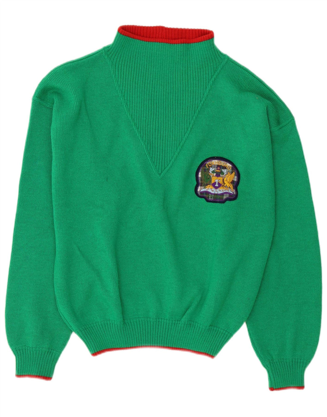 Foxhound Mens Graphic Turtle Neck Jumper Sweater Large Green Wool