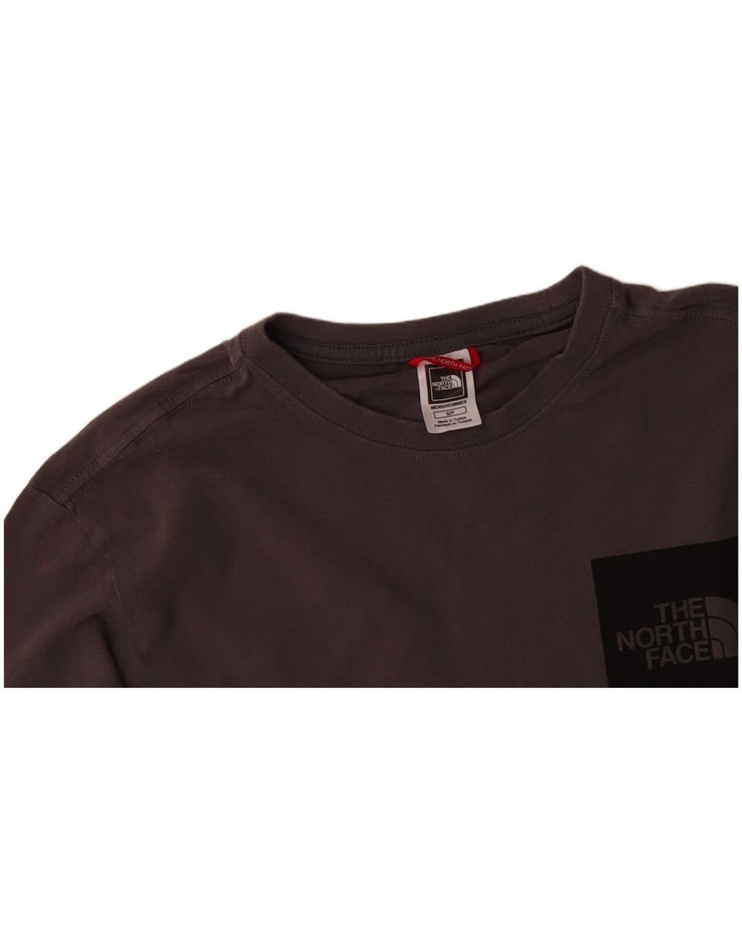 THE NORTH FACE Mens Graphic Top Long Sleeve Small Grey Cotton