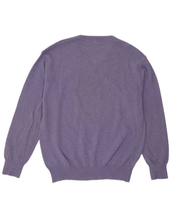 Kappa Mens V-Neck Jumper Sweater Large Purple Lambswool