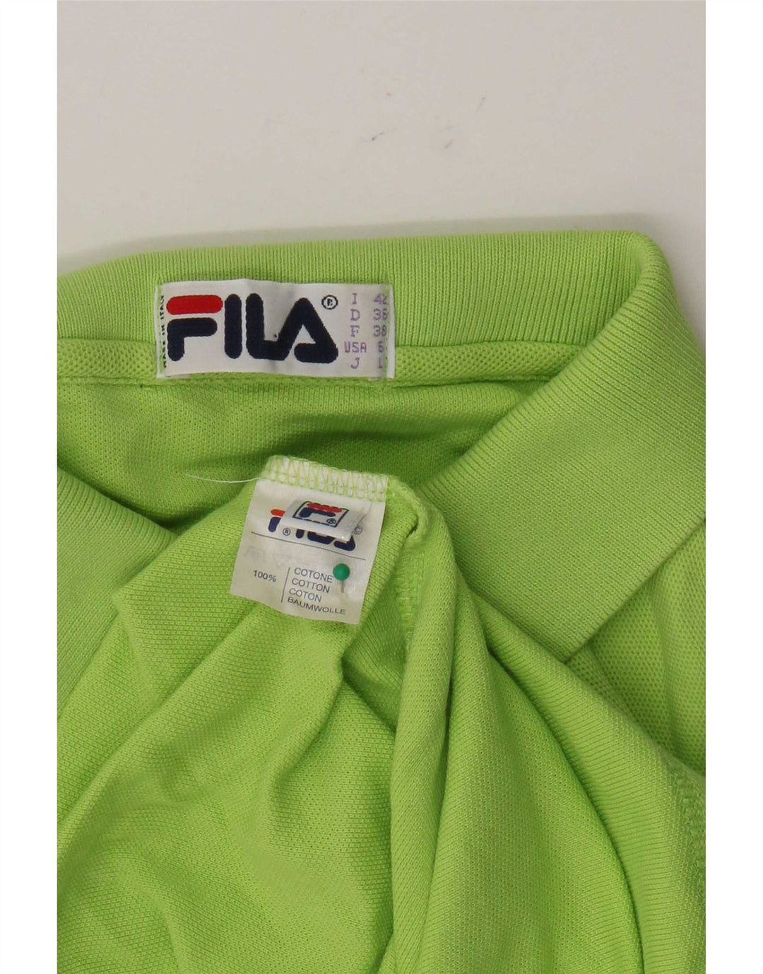 Fila Womens Sleeveless Polo shirt IT 42 Medium Green Cotton