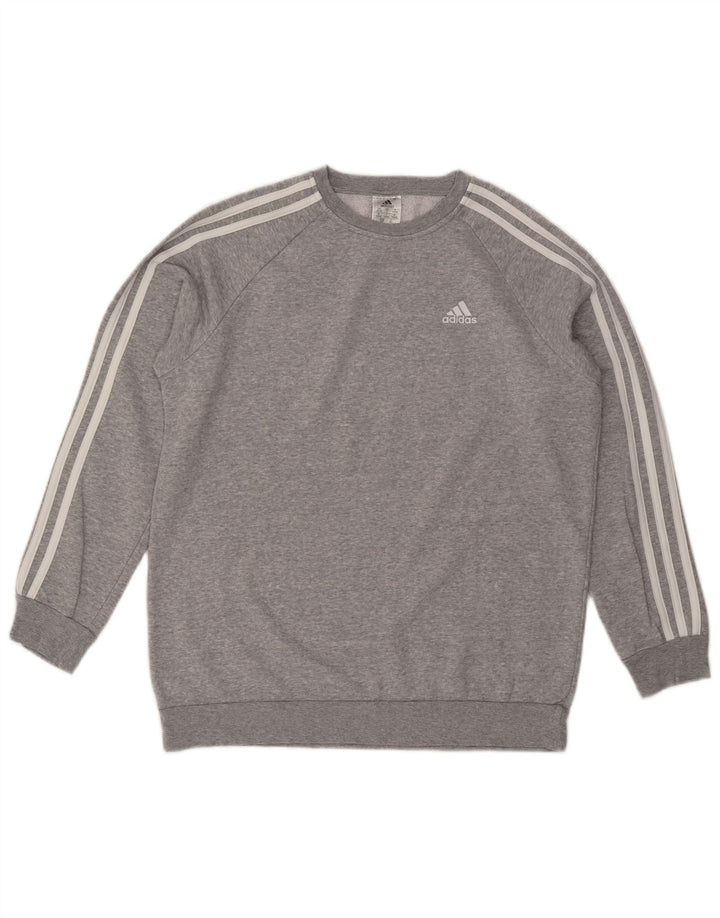 ADIDAS Womens Oversized Sweatshirt Jumper UK 8/10 Small Grey Flecked